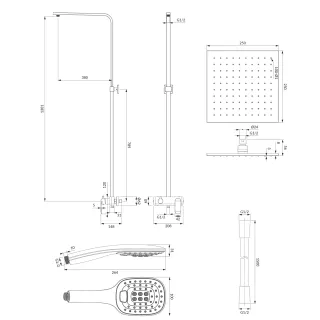 Omnires SACRAMENTO system prysznicowy natynkowy, chrom/biały połysk SC2344CRB