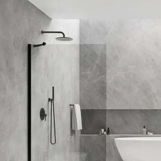 Omnires MARINA kabina prysznicowa walk-in, 90 cm, czarny mat, szkło transparentne DNR90XBLTR