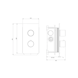 Omnires CONTOUR termostatyczna bateria prysznicowo-wannowa 2-wyjściowa podtynkowa, chrom połysk CT8036CR