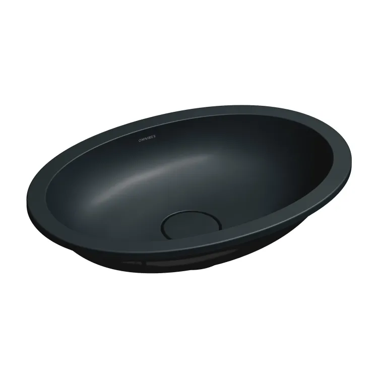 Omnires SHELL M+ kompozytowa umywalka podblatowa, 48 x 31 cm, black lava mat SHELL480UPBLV