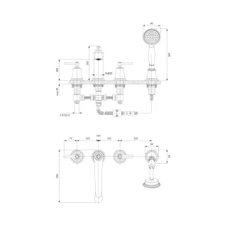 Omnires ARMANCE bateria wannowa 4-otworowa, złoty połysk AM5232GL