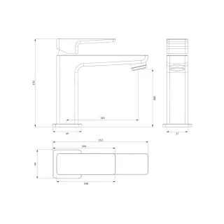 Omnires PARMA bateria umywalkowa, czarny mat PM7410BL