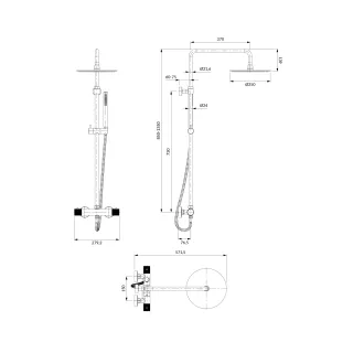 Omnires CONTOUR termostatyczny system prysznicowy natynkowy, chrom połysk CT8044CR
