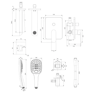 Omnires SACRAMENTO system wannowy podtynkowy, czarny mat SYSSCW01BL