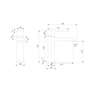 Omnires BARETTI bateria umywalkowa, czarny mat BA7810BL