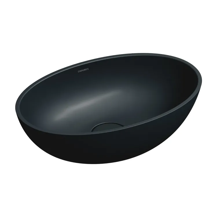 Omnires SHELL M+ kompozytowa umywalka nablatowa, 50 x 32 cm, black lava mat SHELL500UNBLV