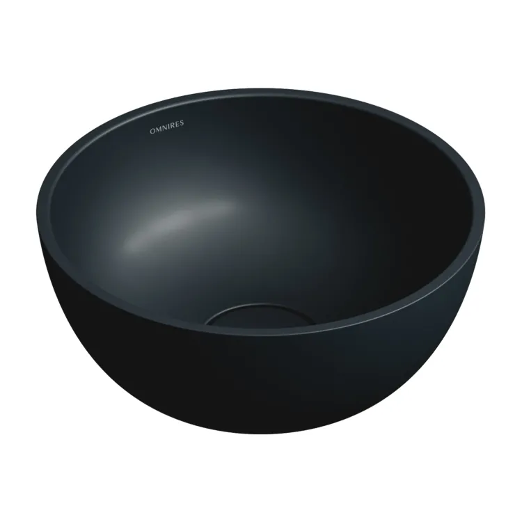 Omnires SHELL M+ kompozytowa umywalka nablatowa, Ø35 cm, black lava mat SHELL350UNBLV