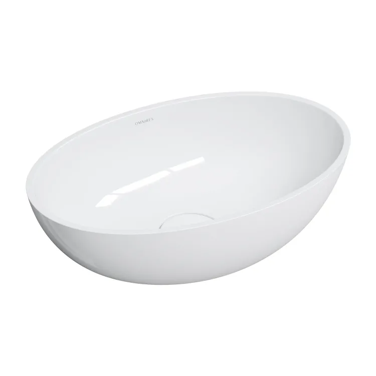 Omnires SHELL M+ kompozytowa umywalka nablatowa, 50 x 32 cm, biały połysk SHELL500UNBP