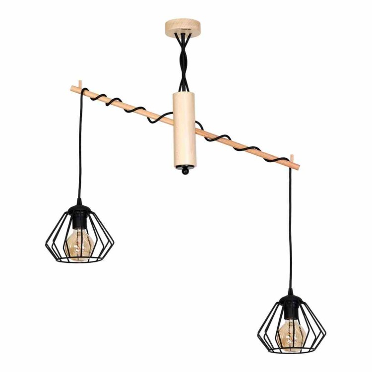 LAMPA WISZĄCA WOODY BLACK 2xE27 MLP281