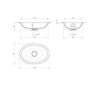Omnires SHELL M+ kompozytowa umywalka podblatowa, 48 x 31 cm, ash grey mat SHELL480UPAG