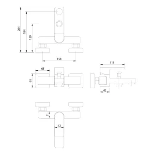 Omnires BARETTI bateria wannowa natynkowa, czarny mat BA7830BL
