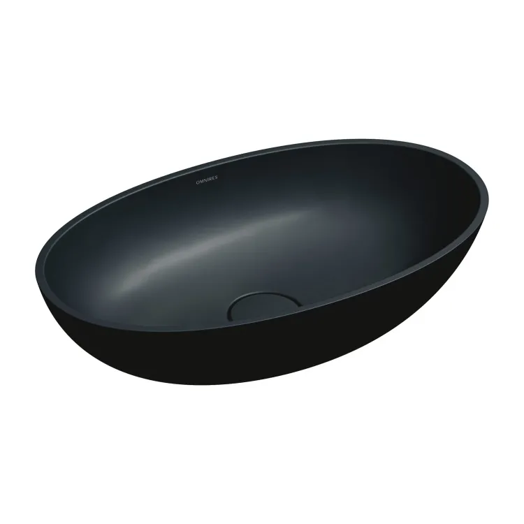 Omnires SHELL M+ kompozytowa umywalka nablatowa, 60 x 35 cm, black lava mat SHELLUNBLV