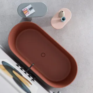 Omnires OVO M+ kompozytowa wanna wolnostojąca, 160 x 75 cm, terracotta mat OVOWWTE
