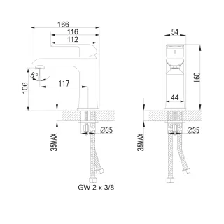 Omnires SACRAMENTO bateria umywalkowa, chrom połysk SC2310CR
