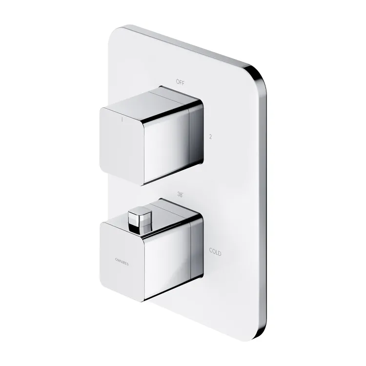 Omnires PARMA termostatyczna bateria prysznicowo-wannowa 2-wyjściowa podtynkowa, chrom/biały połysk PM7436CRB