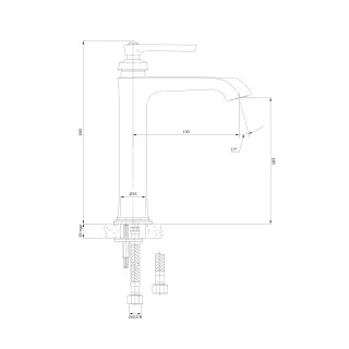 Omnires ARMANCE bateria umywalkowa wysoka, 26 cm, chrom połysk AM5212CR