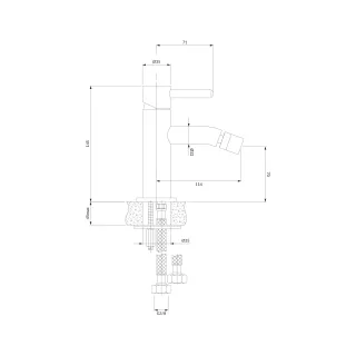 Omnires Y bateria bidetowa, 15 cm (głowica 25 mm), mosiądz szczotkowany Y1220BSB