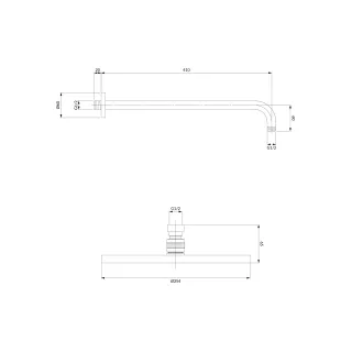 Omnires SLIMLINE deszczownica z ramieniem ściennym, grafit szczotkowany WGSET1GR