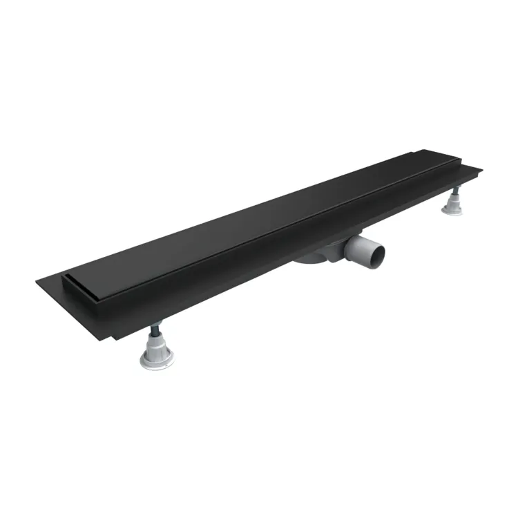 Omnires LOWFIX prysznicowy odpływ liniowy z maskownicą pełną, 70 cm, czarny półmat LOWFIX70GBL