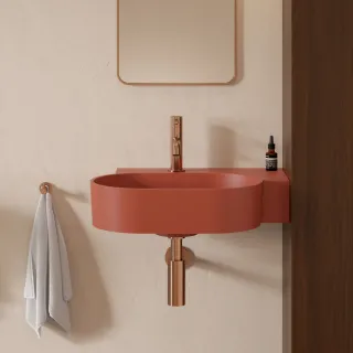 Omnires OVO M+ umywalka nablatowa/wisząca - prawa, 55 x 38 cm, terracotta mat OVO555UWPTE