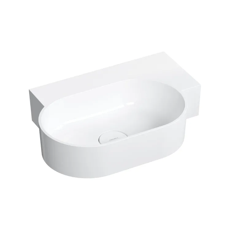 Omnires OVO M+ umywalka nablatowa/wisząca - prawa, 55 x 38 cm, biały połysk OVO555UWPBP