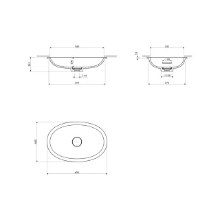 Omnires SHELL M+ kompozytowa umywalka podblatowa, 54 x 34 cm, ash grey mat SHELL540UPAG