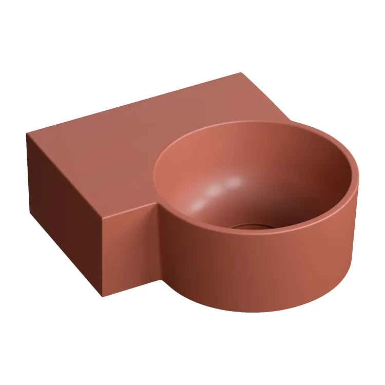 Omnires OVO M+ umywalka nablatowa/wisząca - lewa, 33 x 34 cm, terracotta mat OVO335UWLTE