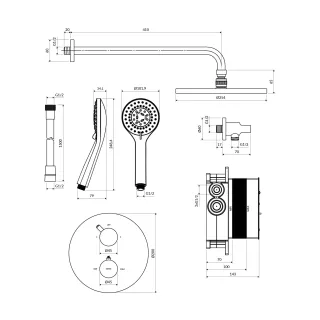 Omnires Y termostatyczny system prysznicowy podtynkowy, miedź połysk SYSYT05CP