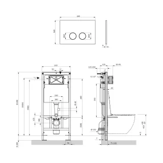 Omnires SET: STRONGFRAME stelaż podt. z ECO spłuk. + STEEL-R45 stal. przy. spł., chrom połysk STFWCECO1R45-RCR