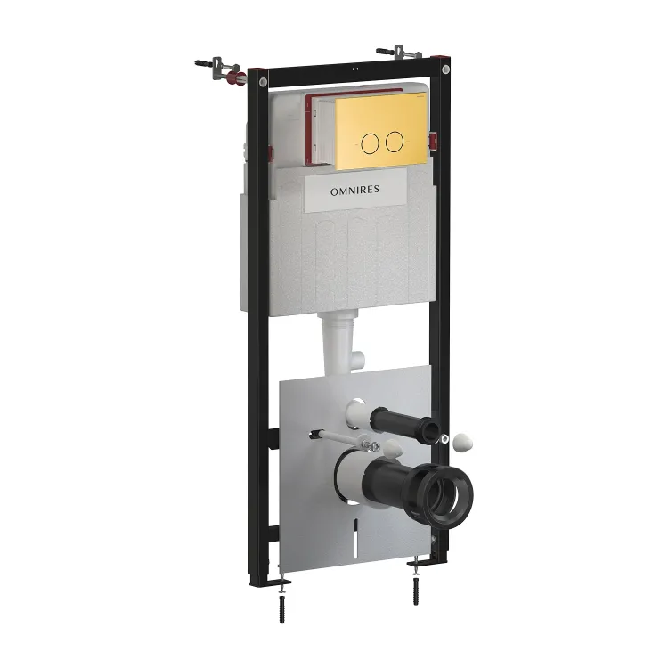 Omnires SET: STRONGFRAME stelaż podt. z ECO spłuk. + STEEL-R45 stal. przy. spł., złoty szczotkowany STFWCECO1R45-RGLB
