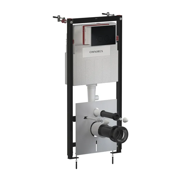 Omnires SET: STRONGFRAME stelaż podt. z ECO spłuk. + STEEL-R45 stal. przy. spł., czarny mat STFWCECO1R45-RBLM