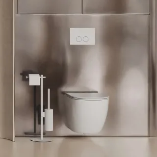 Omnires MODERN PROJECT stojak na papier i szczotkę toaletową, biały mat MP60810WM