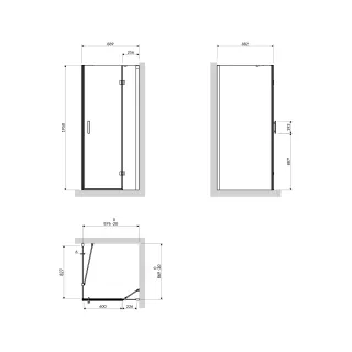 Omnires MANHATTAN element składowy: drzwi uchylne, 90 cm, chrom połysk, szkło transparentne ADC90X-ACRTR