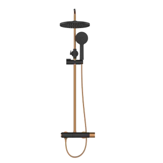 Invena DESZCZOWNIA Z BATERIĄ NATRYSK STARLIGHT PLUS CZARNA/ROSE GOLD AU-78-P14-V