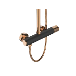 Invena DESZCZOWNIA Z BATERIĄ NATRYSK STARLIGHT PLUS CZARNA/ROSE GOLD AU-78-P14-V