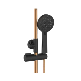 Invena DESZCZOWNIA Z BATERIĄ NATRYSK STARLIGHT PLUS CZARNA/ROSE GOLD AU-78-P14-V