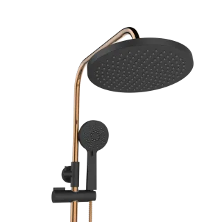 Invena DESZCZOWNIA Z BATERIĄ NATRYSK STARLIGHT PLUS CZARNA/ROSE GOLD AU-78-P14-V