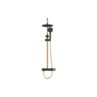 Invena DESZCZOWNIA Z BATERIĄ NATRYSKOWĄ MOONLIGHT TREND CZARNA / ROSE AU-77-014-V