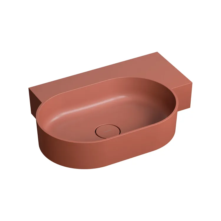 Omnires OVO M+ kompozytowa umywalka nablatowa/wisząca - prawa, 64 x 44 cm, terracotta mat OVO645UWPTE