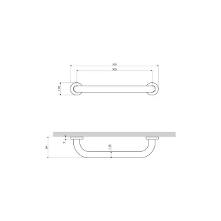 Omnires UNI uchwyt oporowy, 35 cm, złoty szczotkowany UOP-35-MGLB