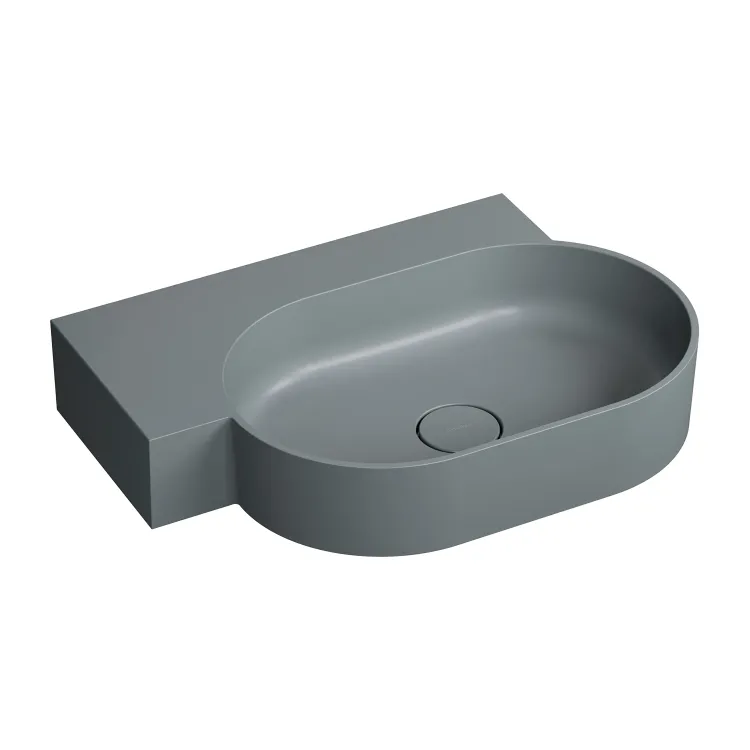 Omnires OVO M+ kompozytowa umywalka nablatowa/wisząca - lewa, 64 x 44 cm, ash grey mat OVO645UWLAG