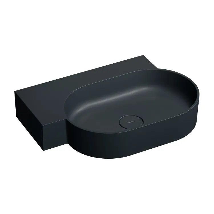 Omnires OVO M+ kompozytowa umywalka nablatowa/wisząca - lewa, 64 x 44 cm, black lava mat OVO645UWLBLV
