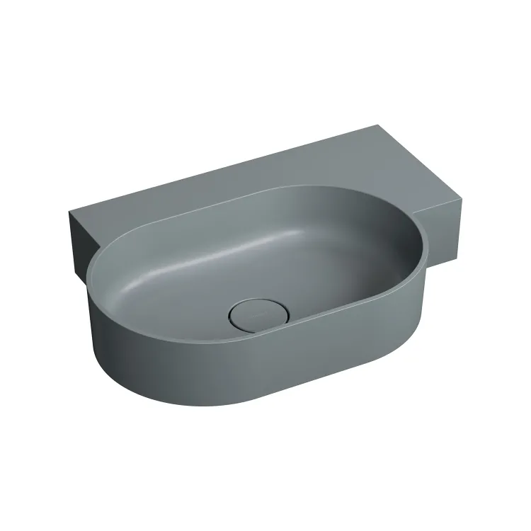 Omnires OVO M+ kompozytowa umywalka nablatowa/wisząca - prawa, 64 x 44 cm, ash grey mat OVO645UWPAG