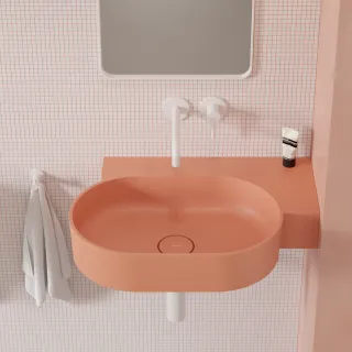 Omnires OVO M+ kompozytowa umywalka nablatowa/wisząca - prawa, 64 x 44 cm, coral mat OVO645UWPCO