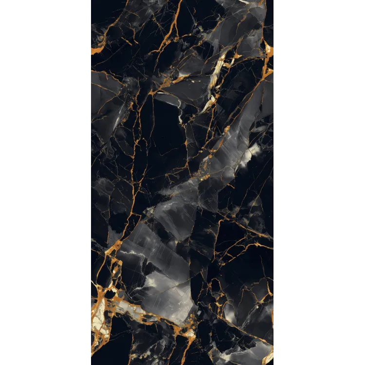 Egen BLACK WINTER 60x120 cm płytka gresowa czarny marmur ze złotą żyłą połysk rect. (1.44)