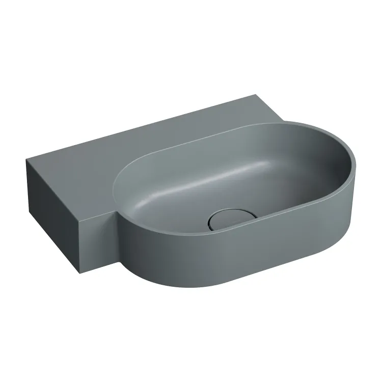 Omnires OVO M+ kompozytowa umywalka nablatowa/wisząca - lewa, 55 x 38 cm, ash grey mat OVO555UWLAG