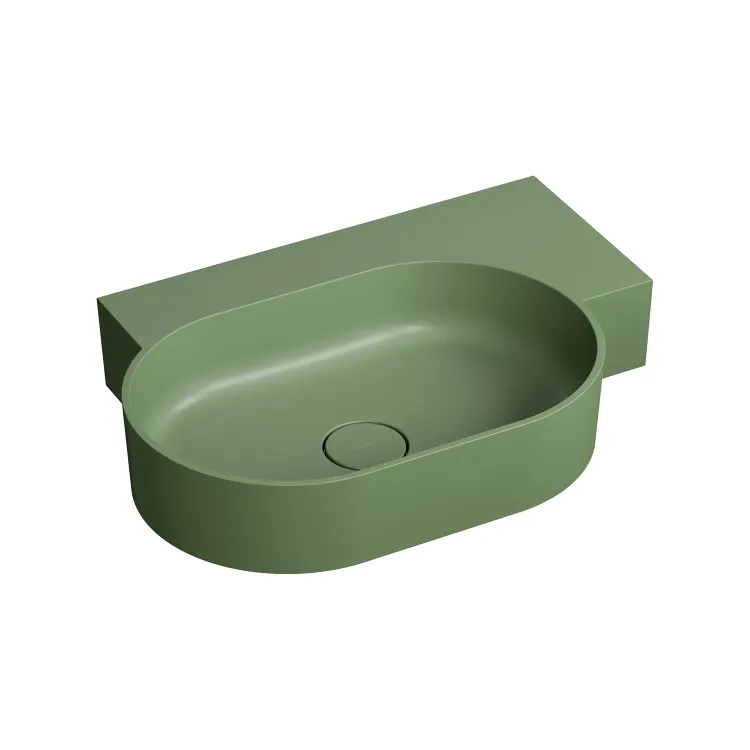 Omnires OVO M+ kompozytowa umywalka nablatowa/wisząca - prawa, 64 x 44 cm, olive mat OVO645UWPOL