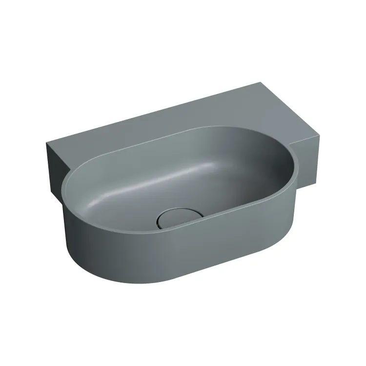 Omnires OVO M+ kompozytowa umywalka nablatowa/wisząca - prawa, 55 x 38 cm, ash grey mat OVO555UWPAG