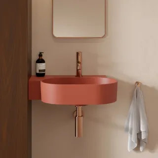 Omnires OVO M+ kompozytowa umywalka nablatowa/wisząca - lewa, 55 x 38 cm, terracotta mat OVO555UWLTE
