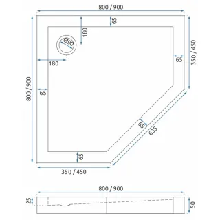 Rea BRODZIK DIAMOND WHITE 90x90x5cm REA-K6522